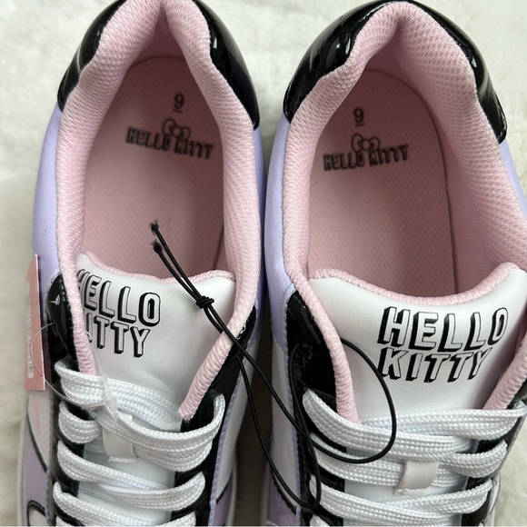 HELLO KITTY by Sanrio Women’s Casual Court Sneakers White/Blk/Purple Sparkle 9 - Picture 8 of 15